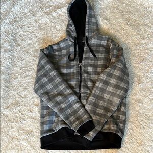 Gray Plaid Zip-Up Hoodie 1